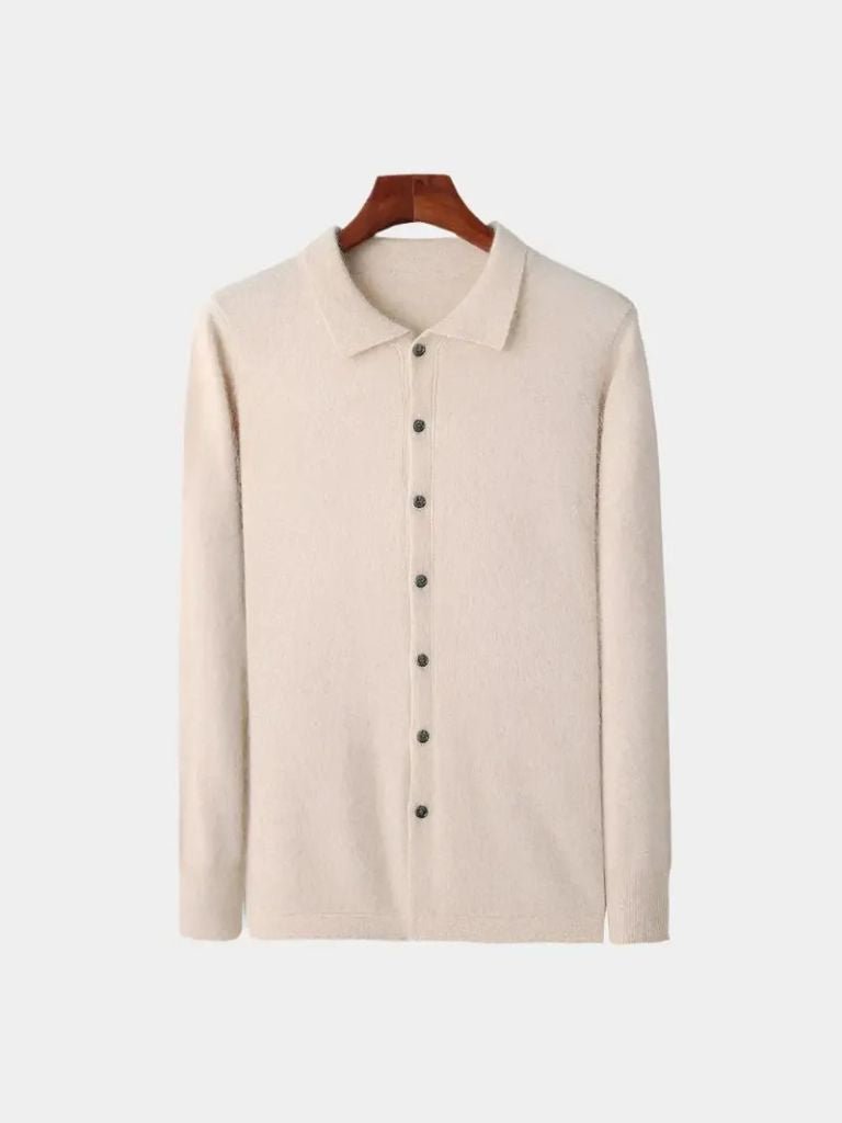 100% Cashmere Polo Cardigan - Crown & Cuff