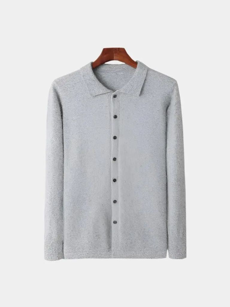 100% Cashmere Polo Cardigan - Crown & Cuff