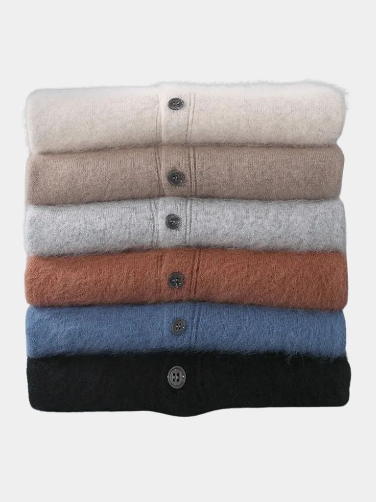 100% Cashmere Polo Cardigan - Crown & Cuff