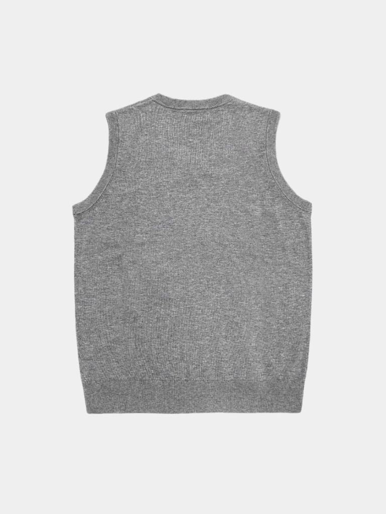 100% Cashmere V Neck Knit Vest - Crown & Cuff