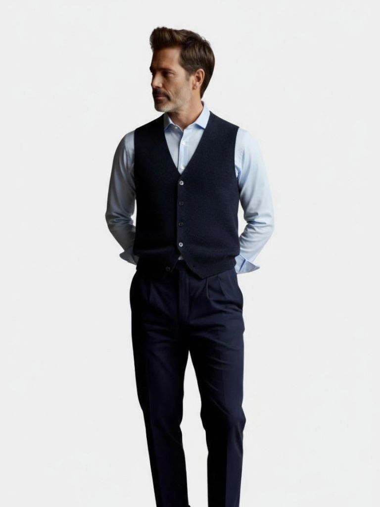 Cashmere Cardigan Vest - Crown & Cuff