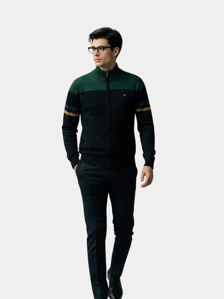 Cardigan Sweater Zipper Standing Collar Knitwear - Crown & Cuff