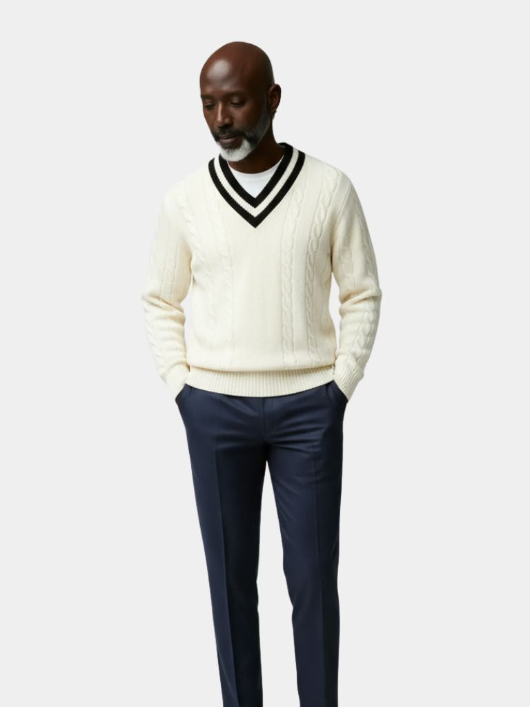 Minimalist V-Neck Sweater - Crown & Cuff