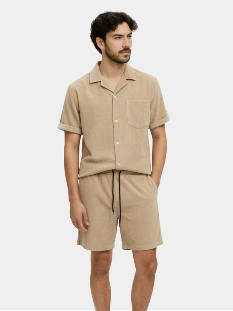 Minimalist Corduroy Set Shorts and Shirt - Crown & Cuff