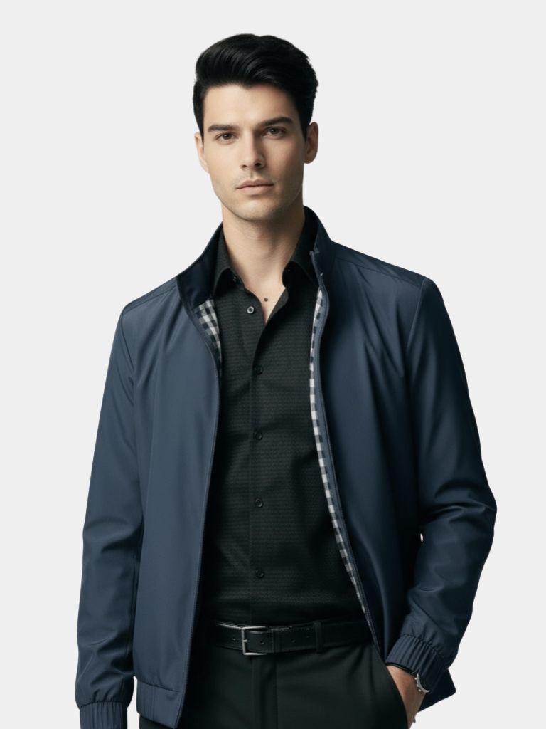 Casual Solid Bomber Jacket - Crown & Cuff