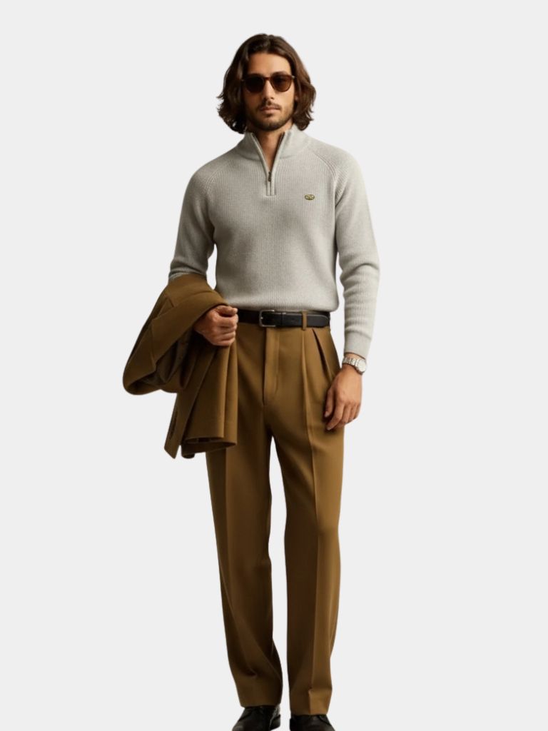 Elegant Quarter Zip Sweater - Crown & Cuff