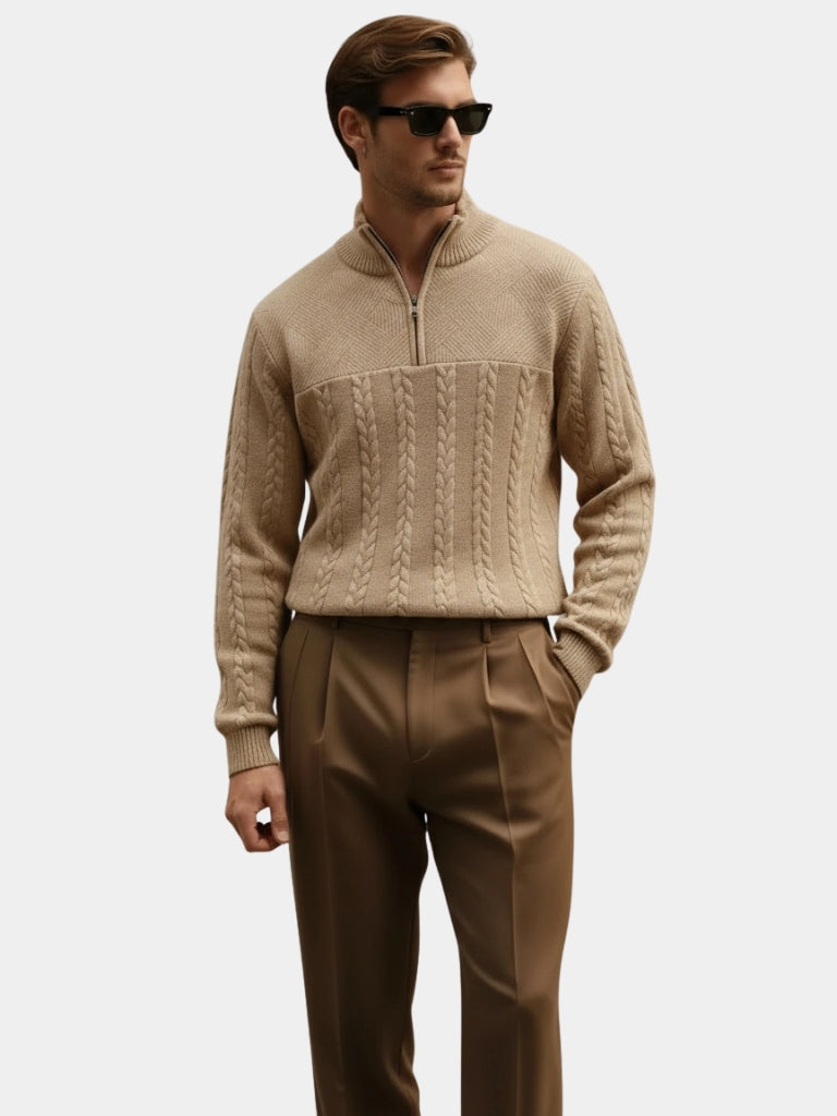 Essential Henley Quarter Zip Pullover - Crown & Cuff