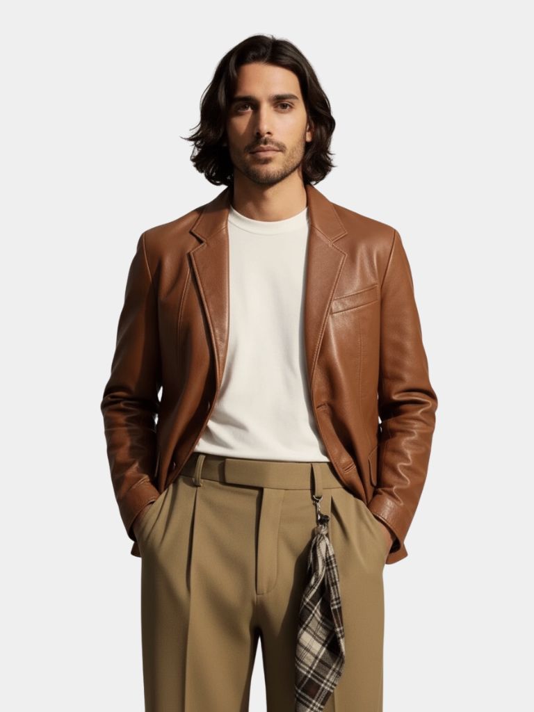 Bold Caramel Leather Jacket - Crown & Cuff