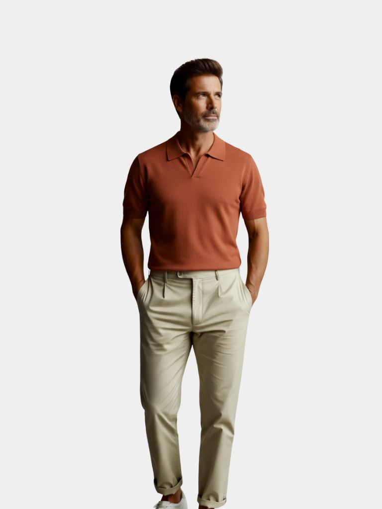 Casual Buttonless Knit Polo Shirt - Crown & Cuff