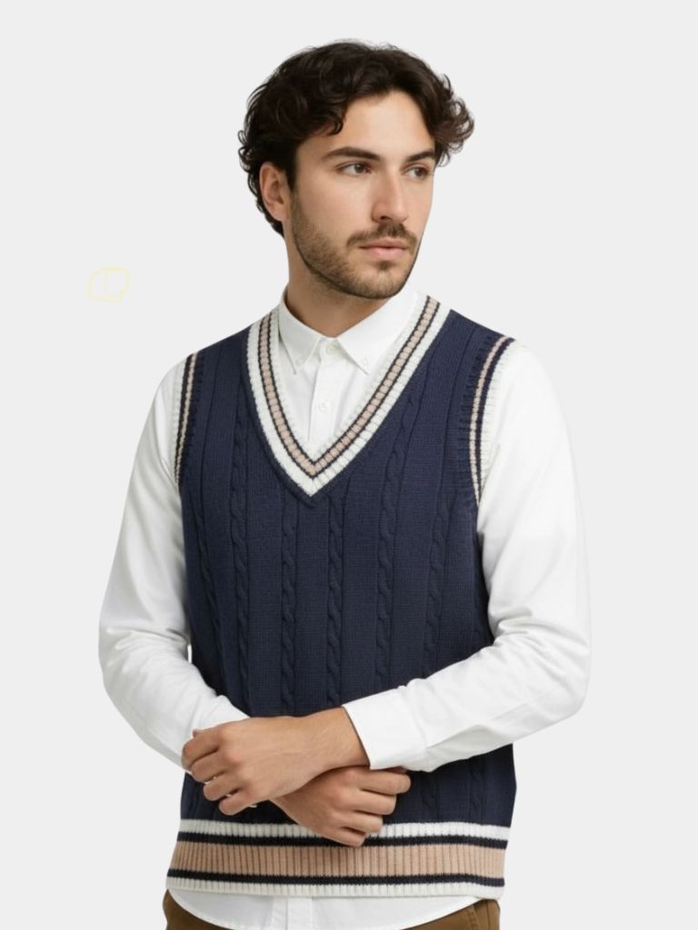 V Neck Elegant Knit Vest - Crown & Cuff