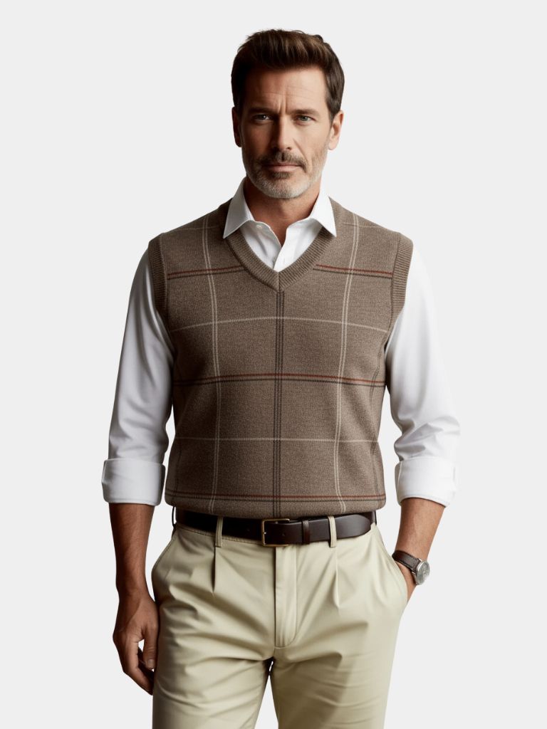 Academic Checkered Kinit Vest - Crown & Cuff