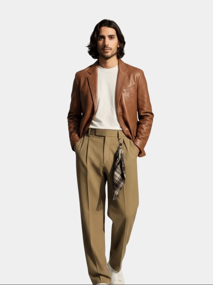 Bold Caramel Leather Jacket - Crown & Cuff