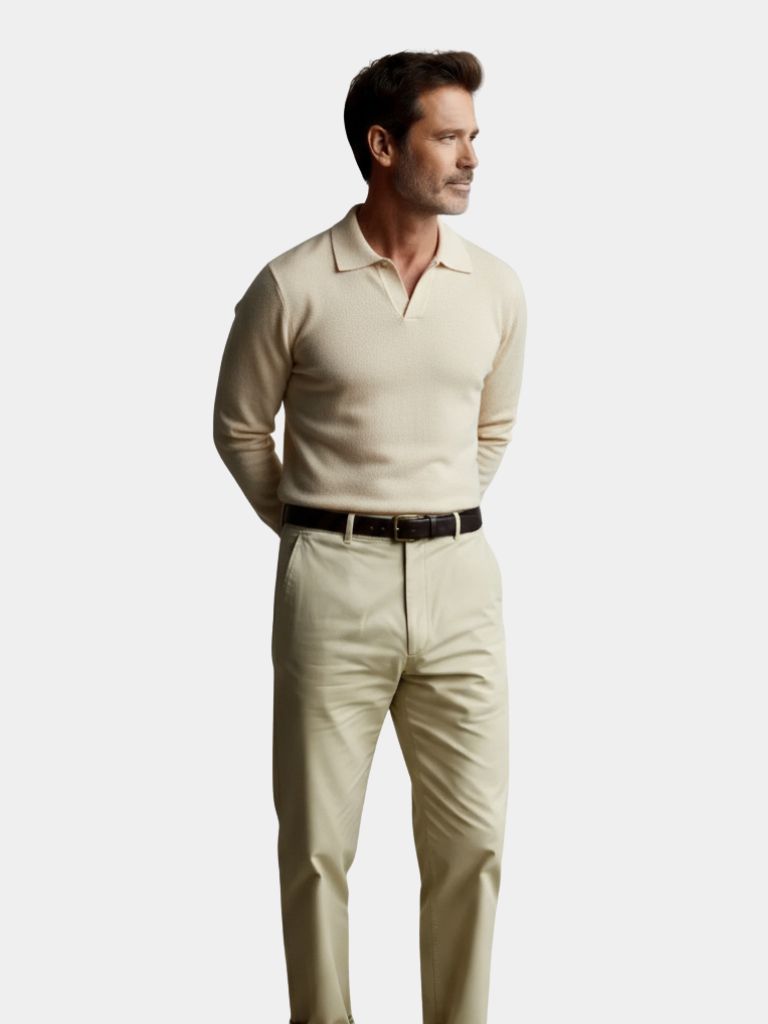 Essential V-Neck Polo Sweater - Crown & Cuff