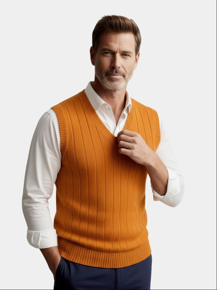 100% Merino Wool Pullover Sweater Vest - Crown & Cuff