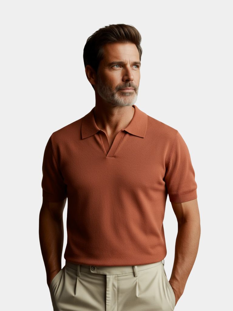 Casual Buttonless Knit Polo Shirt - Crown & Cuff
