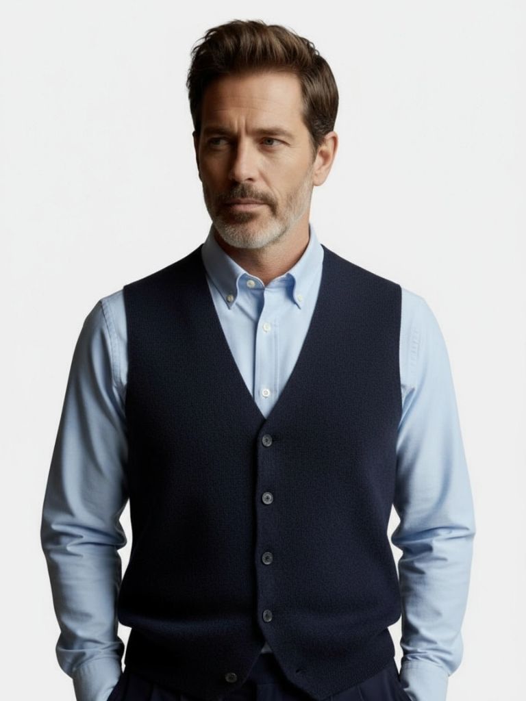 Cashmere Cardigan Vest - Crown & Cuff