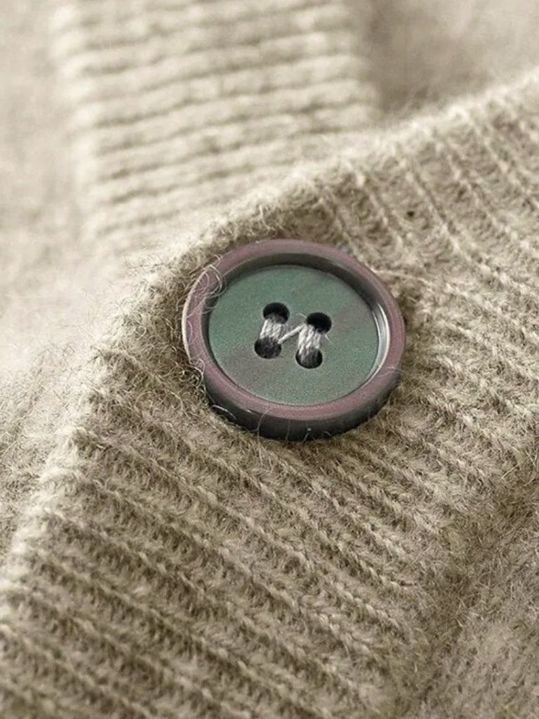 100% Merino Wool V Neck Knitwear Cardigan Sweater - Crown & Cuff