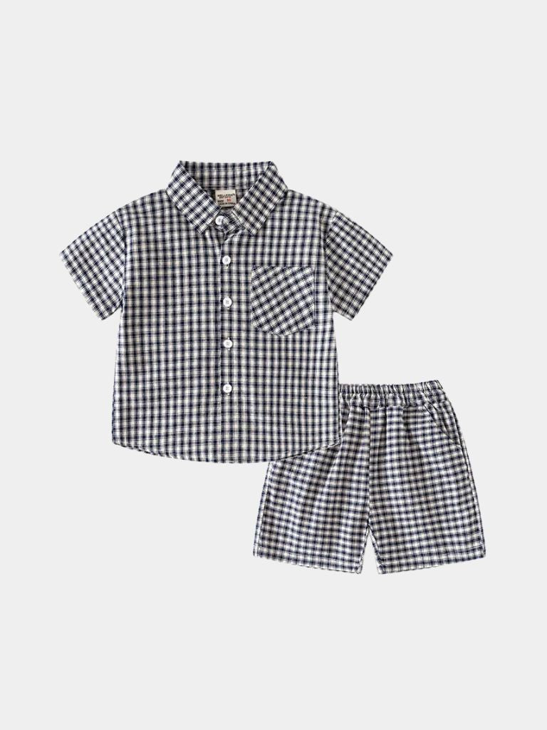 Petit Marquis Summer Check Set - Crown & Cuff Kids