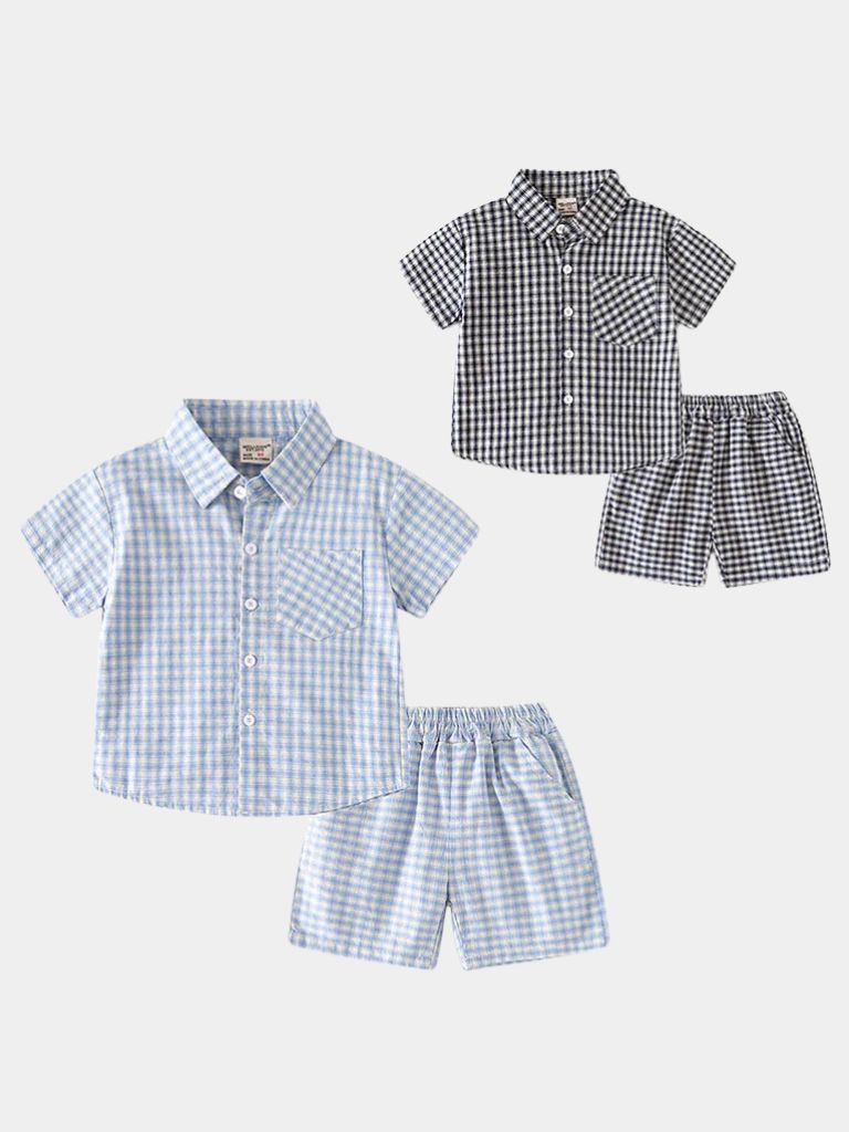 Petit Marquis Summer Check Set - Crown & Cuff Kids
