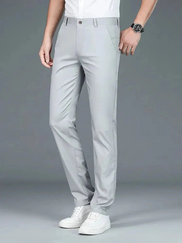 Bamboo Fiber Minimalist Straight Trousers - Crown & Cuff