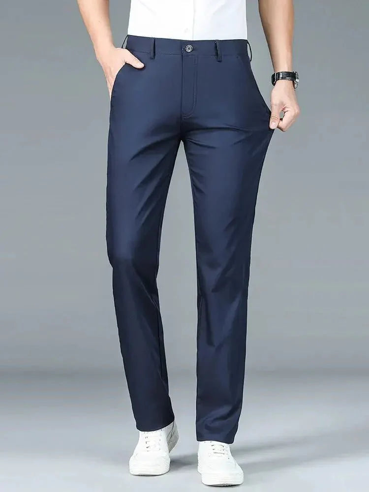 Bamboo Fiber Minimalist Straight Trousers - Crown & Cuff