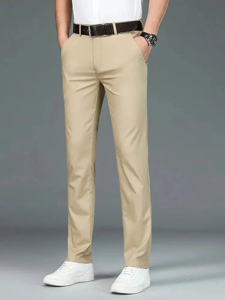 Bamboo Fiber Minimalist Straight Trousers - Crown & Cuff