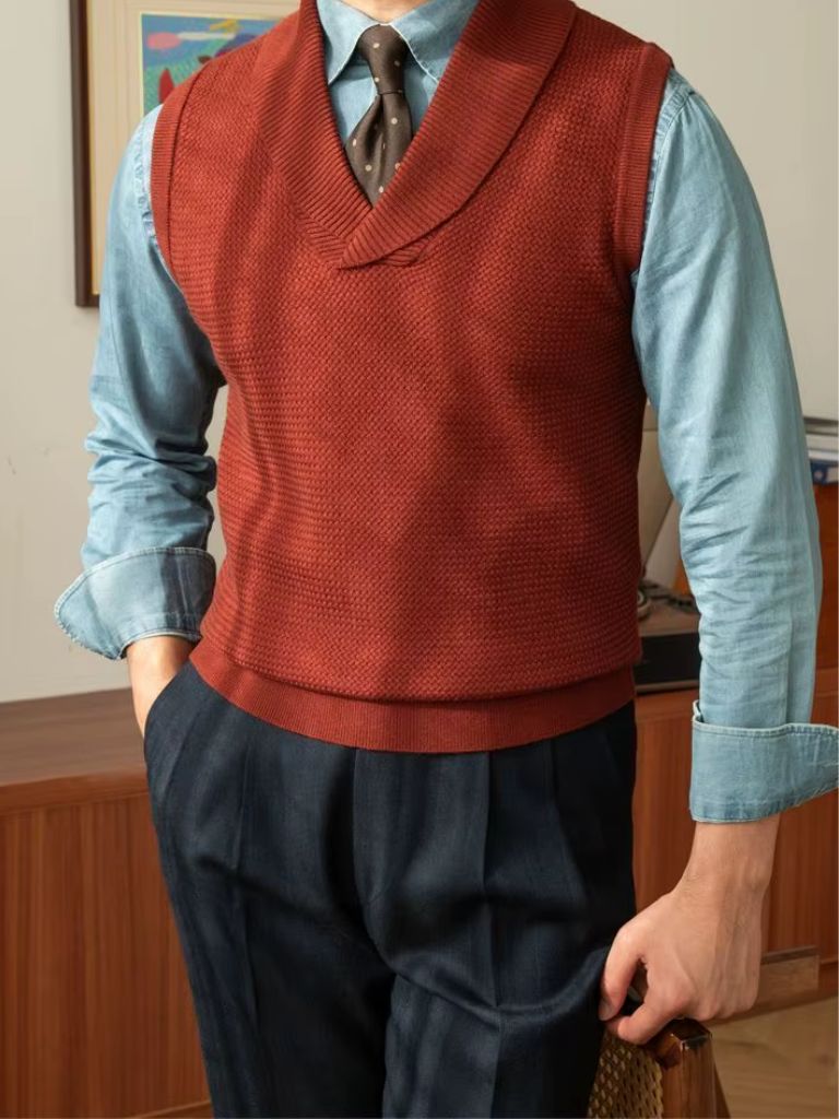 British Knit Vest Waistcoat - Crown & Cuff