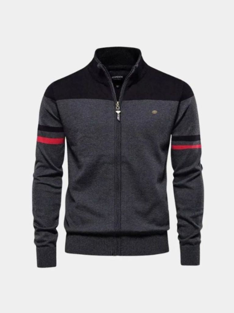 Cardigan Sweater Zipper Standing Collar Knitwear - Crown & Cuff