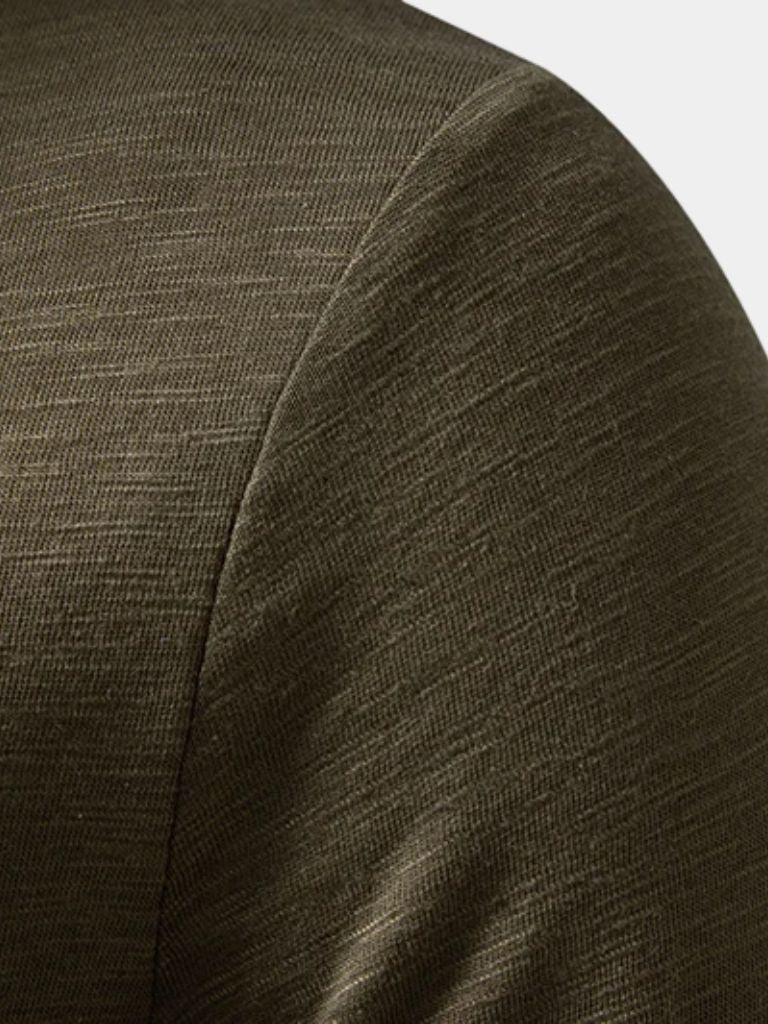 Casual Henley Neck Long Sleeve T-Shirt - Crown & Cuff