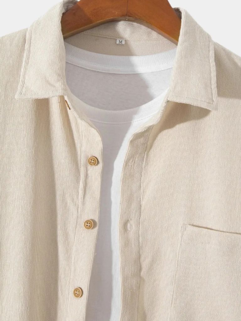 Casual Solid Corduroy Shirt - Crown & Cuff