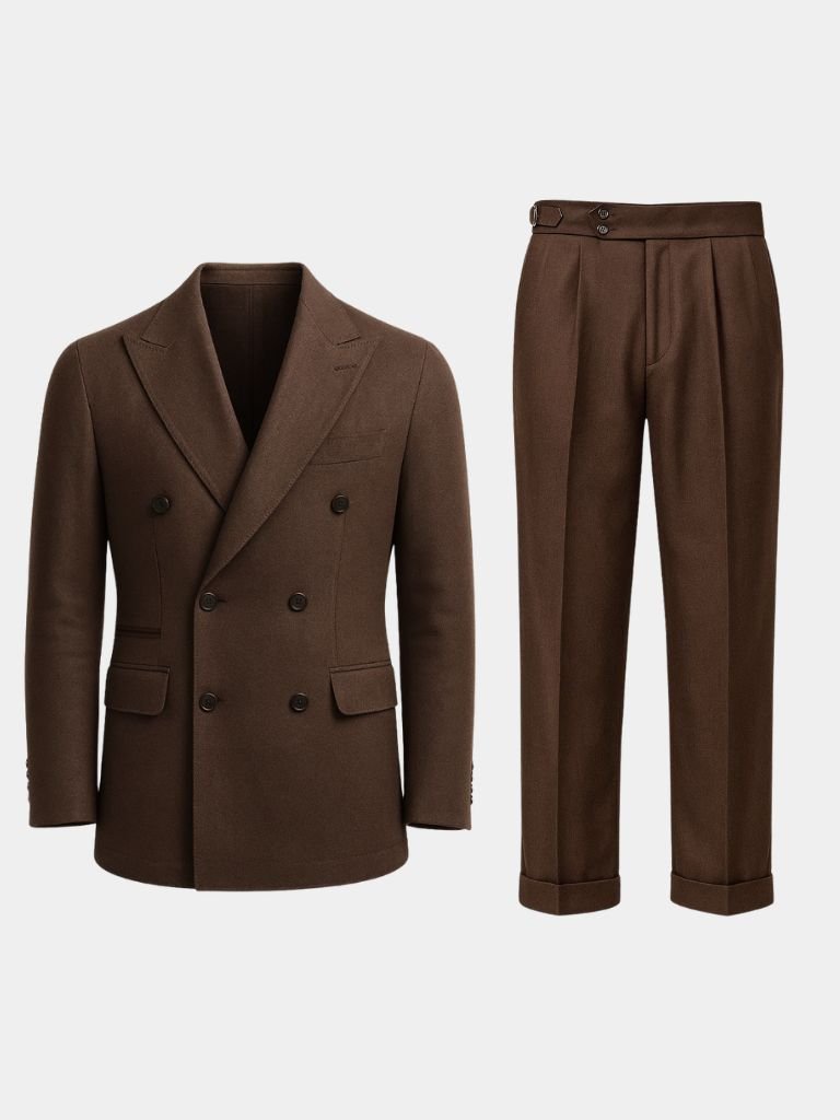Dark Brown Garbadine Suit - Crown & Cuff