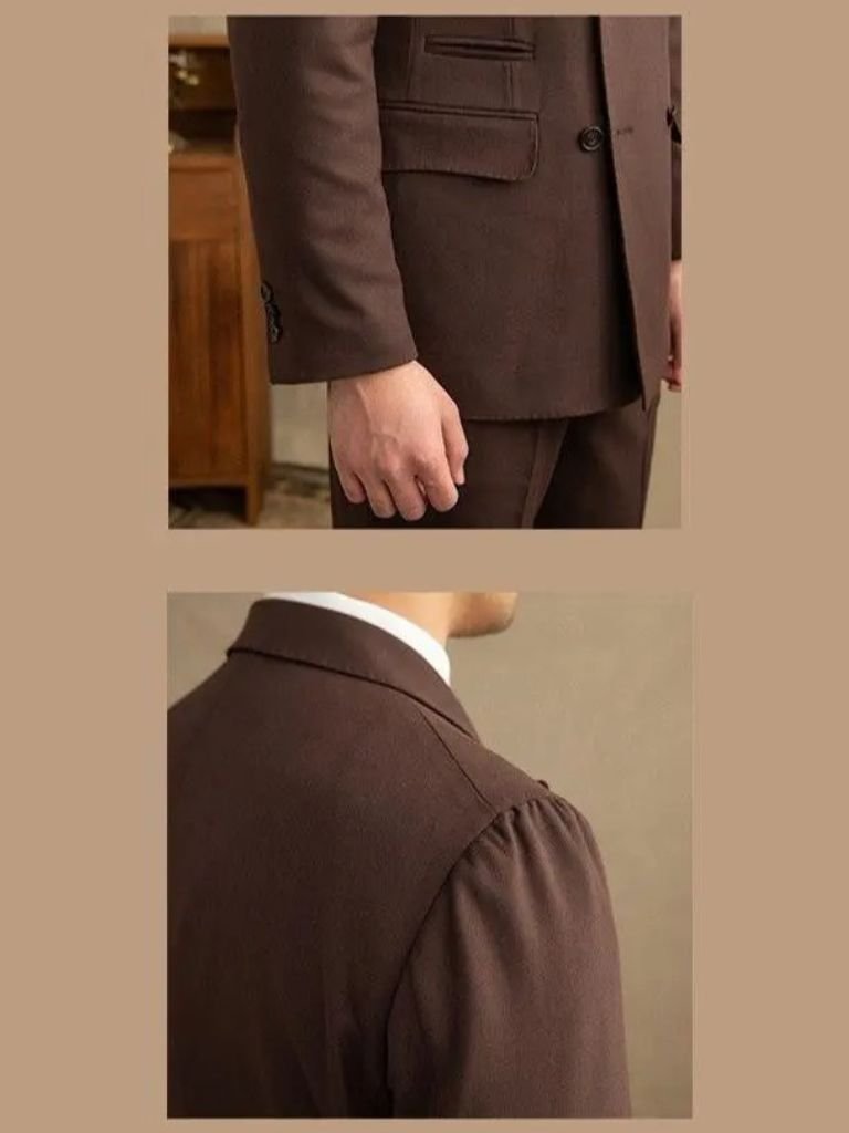 Dark Brown Garbadine Suit - Crown & Cuff