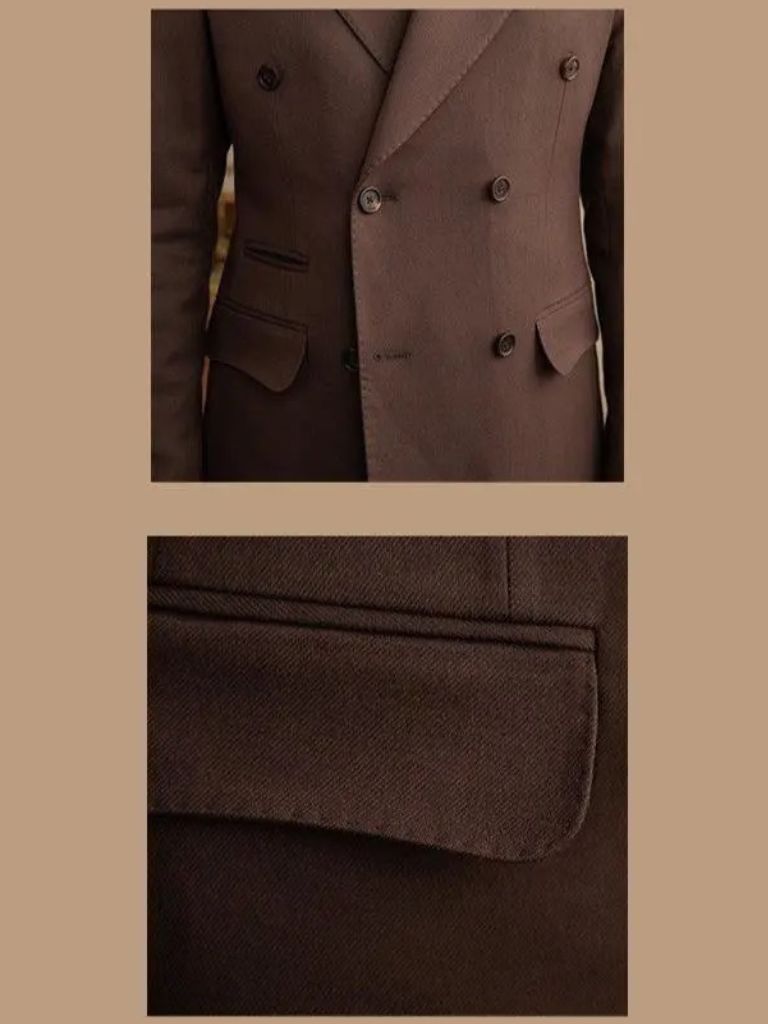 Dark Brown Garbadine Suit - Crown & Cuff