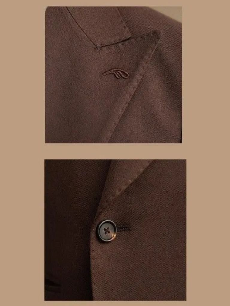 Dark Brown Garbadine Suit - Crown & Cuff