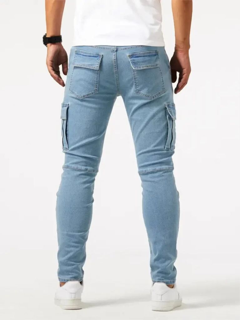 Denim Jeans Cargo Trousers - Crown & Cuff