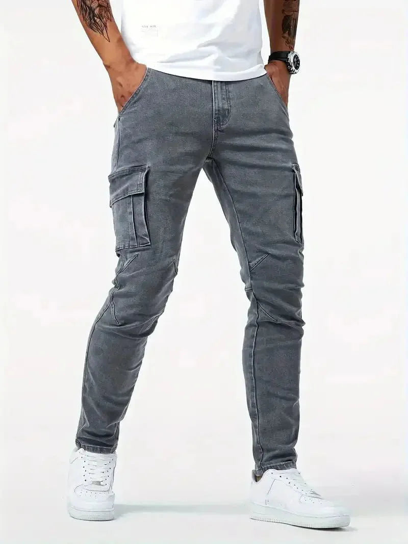 Denim Jeans Cargo Trousers - Crown & Cuff