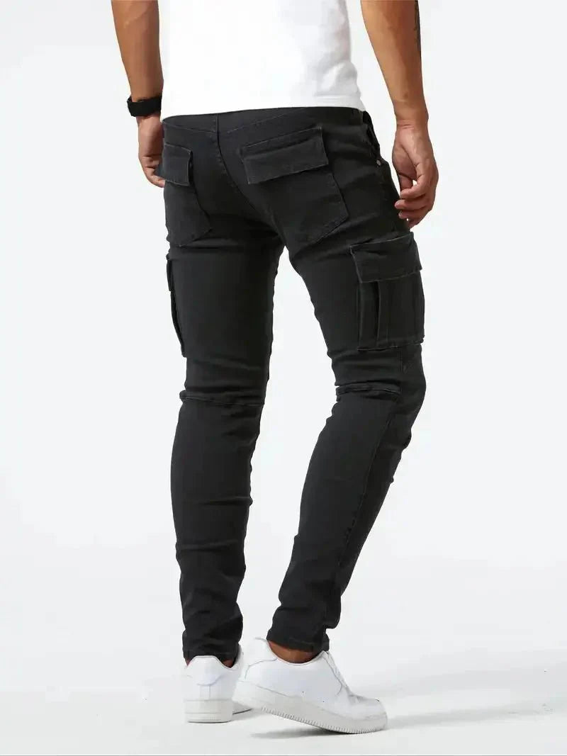 Denim Jeans Cargo Trousers - Crown & Cuff
