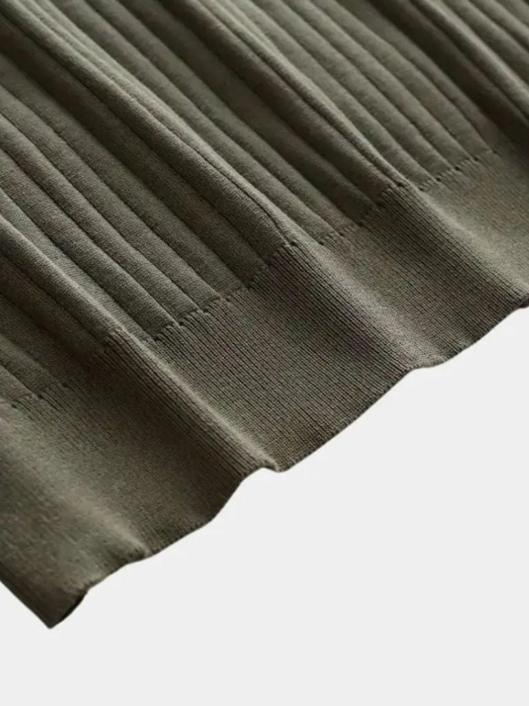 Elegant Open Collar Long Sleeve Polo - Crown & Cuff