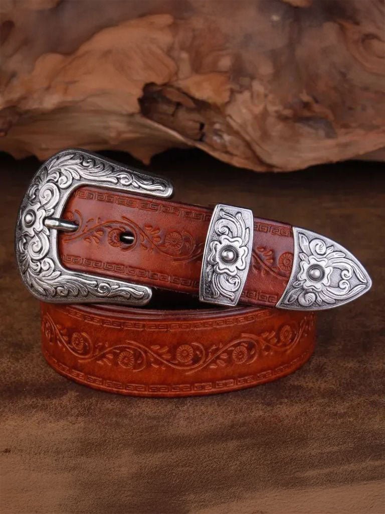 Elegant Western Leather Belt - Crown & Cuff