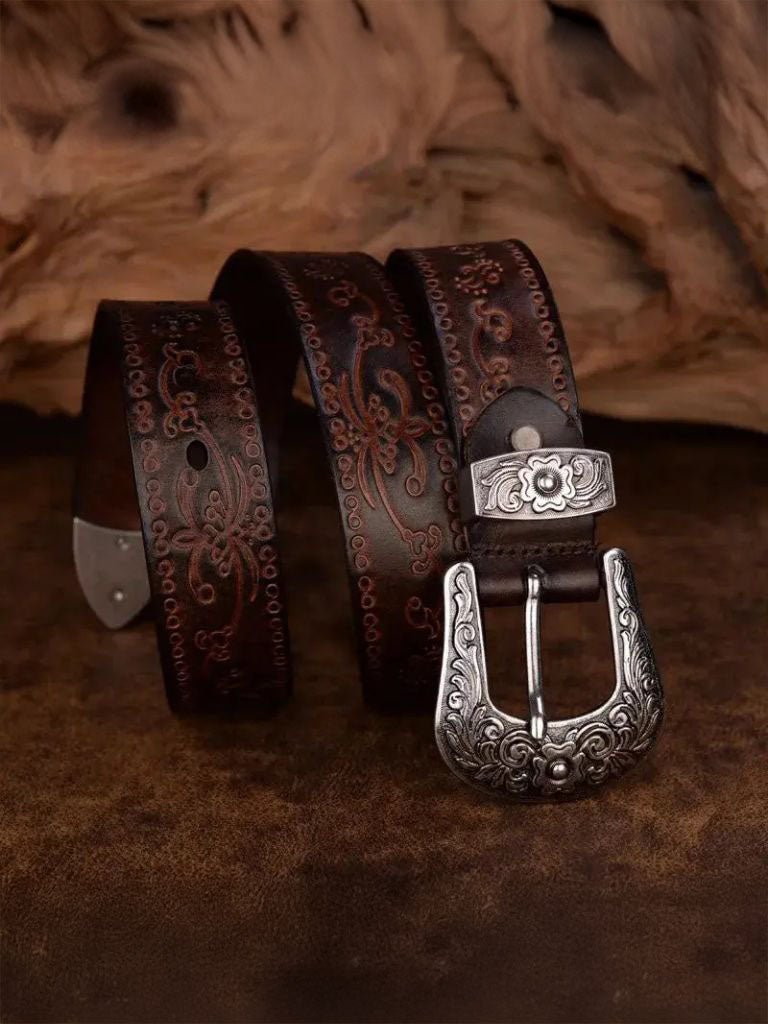 Elegant Western Leather Belt - Crown & Cuff