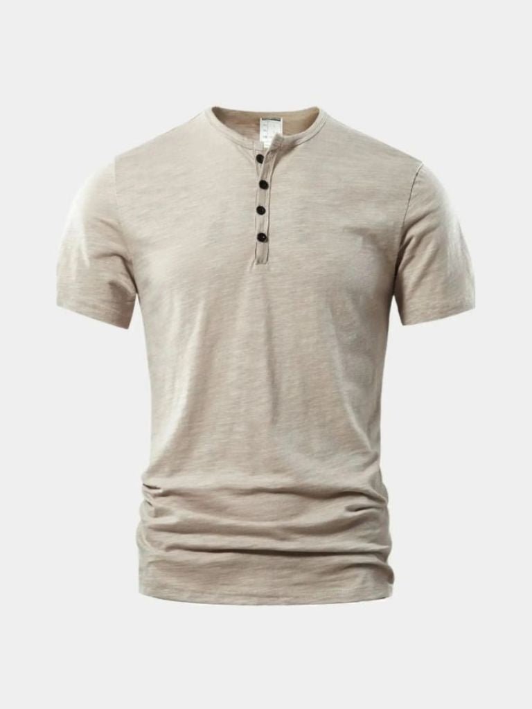 Essential Casual Henley Neck T-Shirt - Crown & Cuff