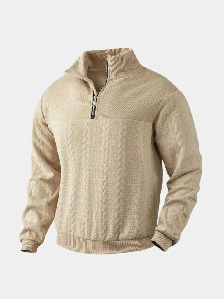 Essential Henley Quarter Zip Pullover - Crown & Cuff