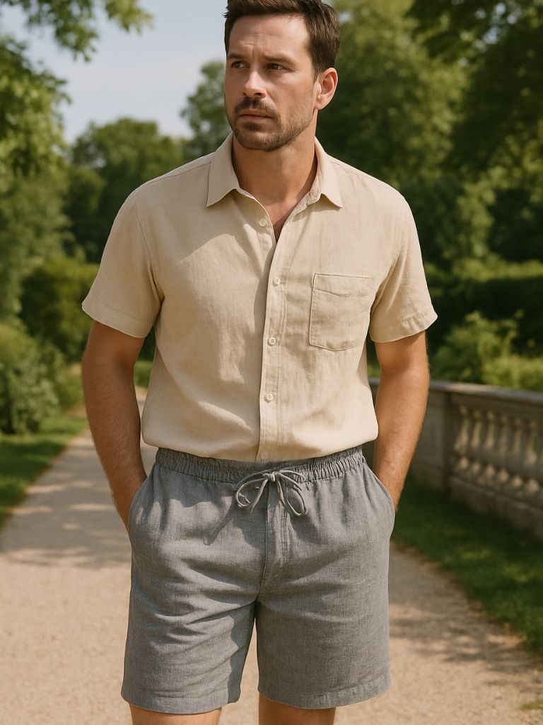 Gris Mariner Linen Shorts - Crown & Cuff