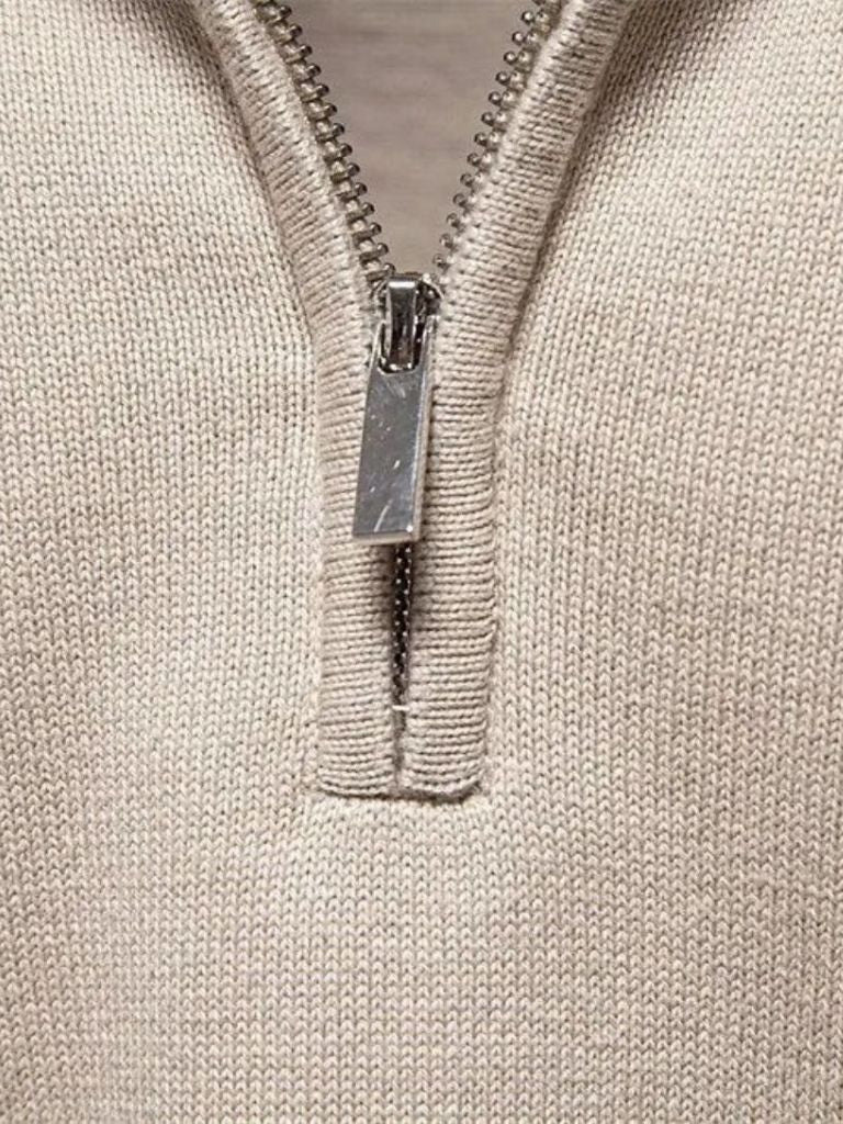 Half Zip Knitwear Solid Color Cardigan Sweater - Crown & Cuff