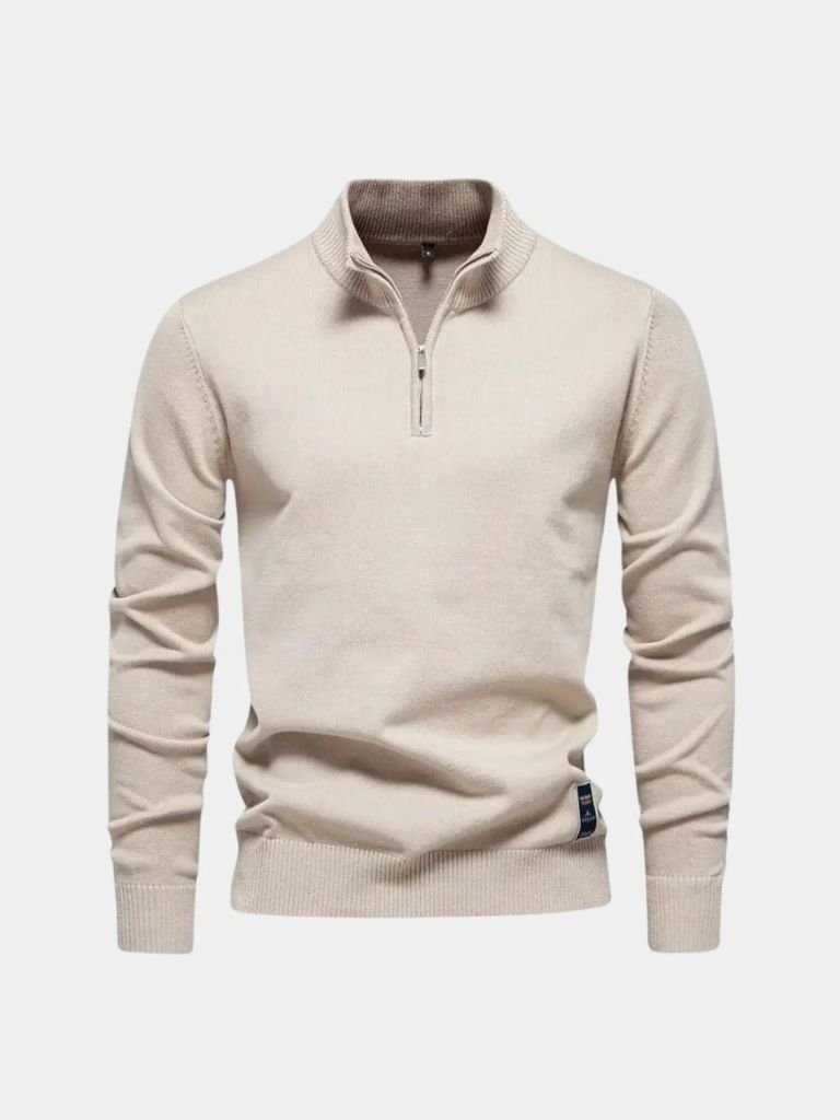 Half Zip Knitwear Solid Color Cardigan Sweater - Crown & Cuff