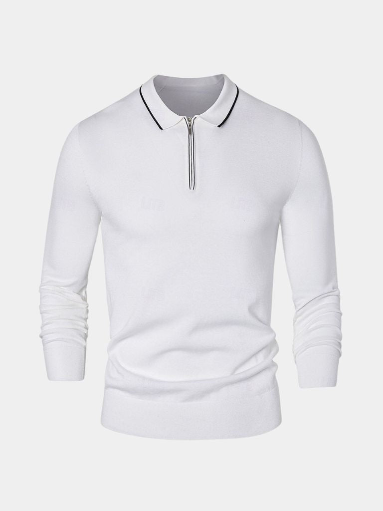 Ivory Elite Long Sleeve Polo – Crown & Cuff