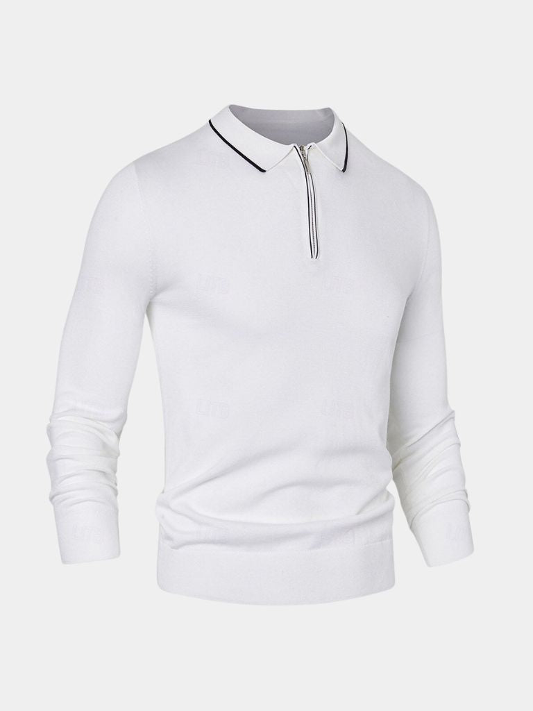 Ivory Elite Long Sleeve Polo – Crown & Cuff