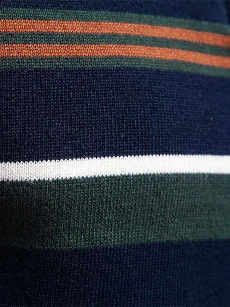 Knit Striped Quarter-Zip Jumper Sweater - Crown & Cuff