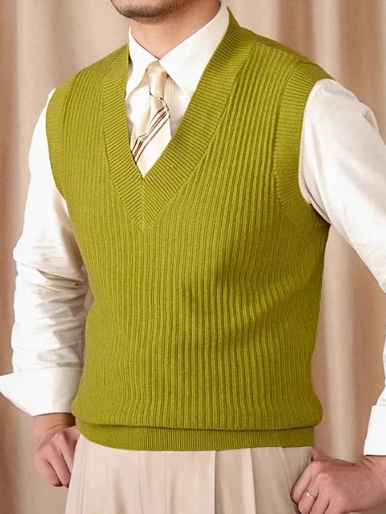 Knit Vest Waistcoat - Crown & Cuff
