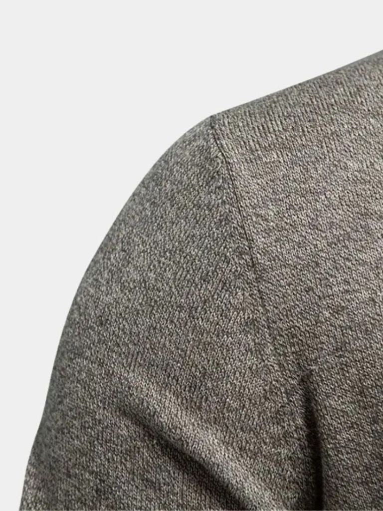 Knitted Stand Collar Cotton Cardigan - Crown & Cuff